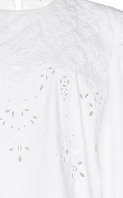 Shop Isabel Marant Étoile Wona Embroidered Cotton-poplin Top In White