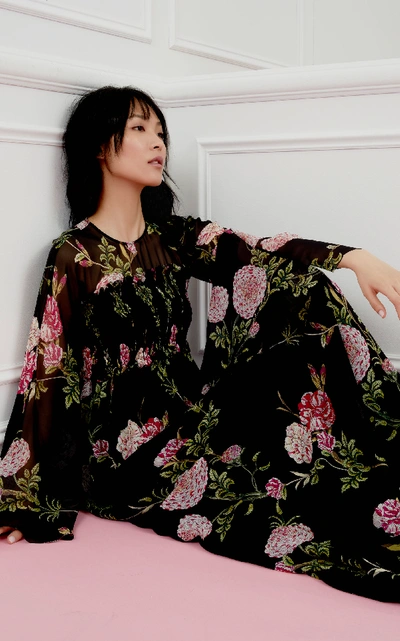 Shop Giambattista Valli Floral-print Silk-chiffon Maxi Dress