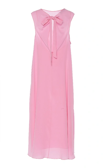 Shop Rochas Overgross Sleeveless Silk Crepe De Chine Midi Dress In Pink