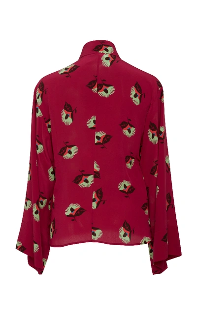 Shop Etro Wrap-effect Floral Silk Blouse In Pink