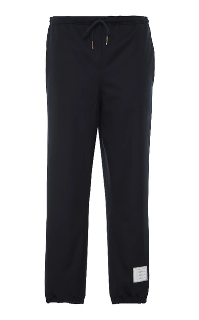 Shop Thom Browne Super 120s Wool Twill Sweatpants In Navy