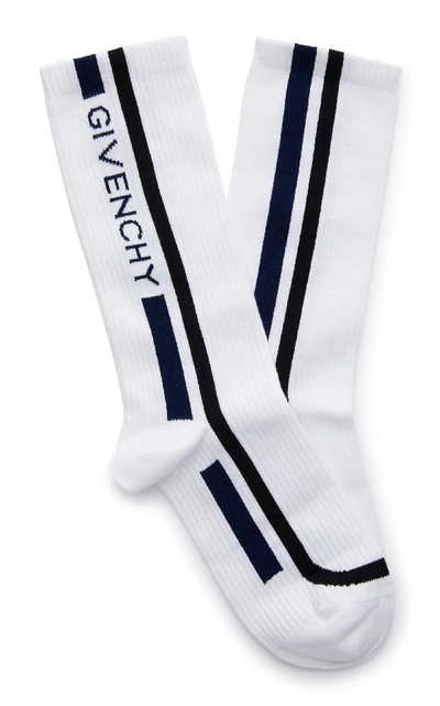 Shop Givenchy Logo Stripe Crew Sock In White