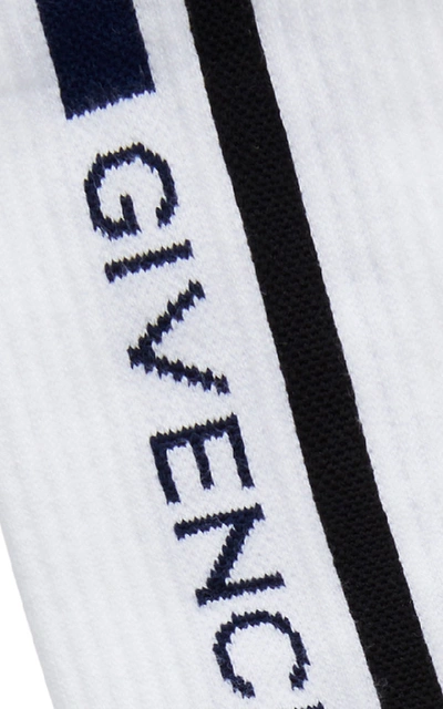 Shop Givenchy Logo Stripe Crew Sock In White