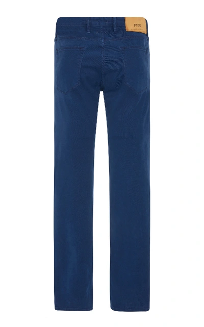 Shop Pt 05 Soul Slim Cotton Pants In Blue