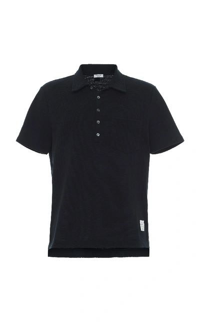 Shop Thom Browne Cotton-pique Pocket Polo In Navy