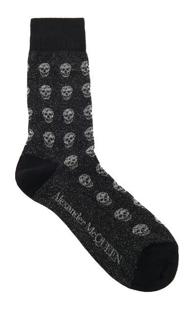 Shop Alexander Mcqueen Skull-print Cotton-blend Socks In Black