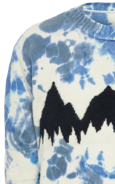 Shop The Elder Statesman Exclusive Intarsia Tie Dye Cashmere Mountain Sweat In Blue