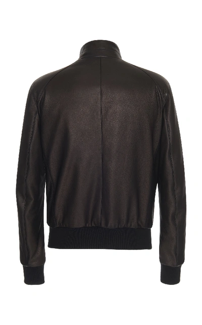 Shop Dolce & Gabbana Reversible Leather Bomber Jacket In Black