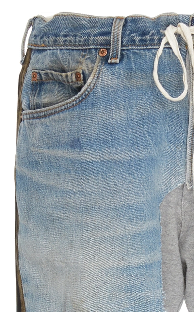 Shop Greg Lauren Paneled Skinny Jeans In Blue