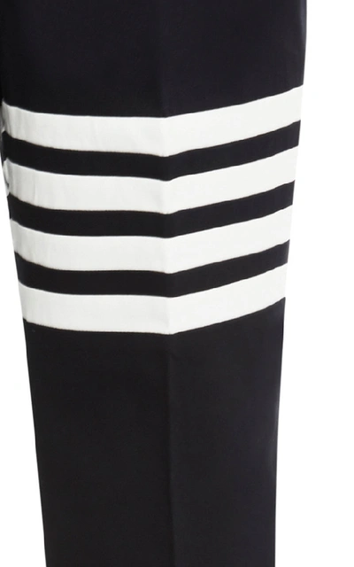 Shop Thom Browne Striped Cotton-twill Straight-leg Pants In Navy