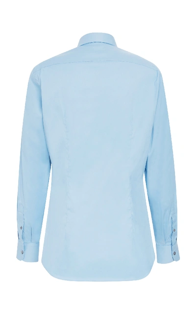 Shop Prada Stretch Cotton Blend-poplin Shirt In Blue