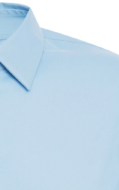 Shop Prada Stretch Cotton Blend-poplin Shirt In Blue