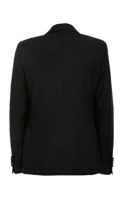Shop Prada Satin-trimmed Wool-blend Tuxedo In Black