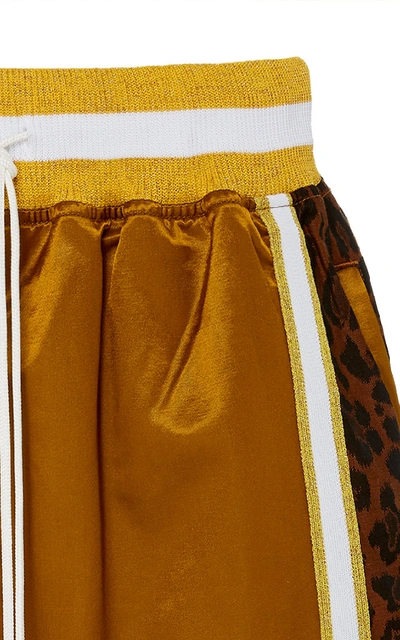 Shop Just Don Leopard-print Cotton-blend Satin Basketball Shorts In Gold