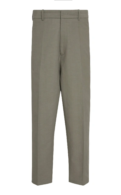 Shop Jil Sander Cropped Cotton-blend Straight-leg Pants In Neutral