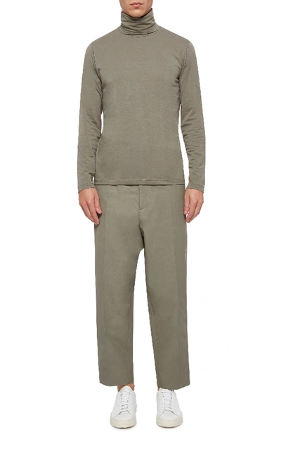Shop Jil Sander Cropped Cotton-blend Straight-leg Pants In Neutral