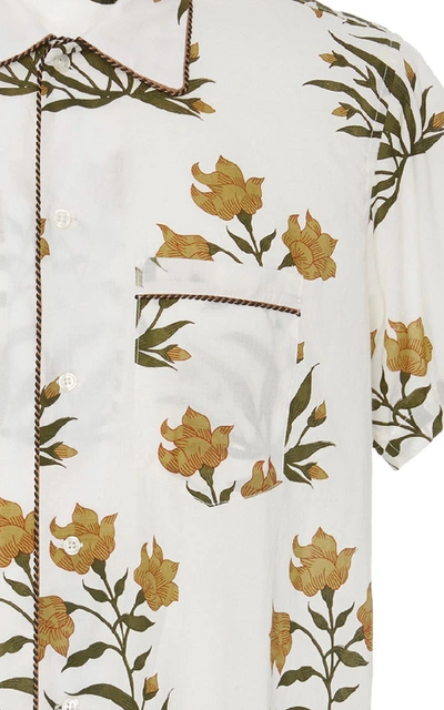 Shop Bode Jaipur Floral-print Cotton Bowling Shirt In White
