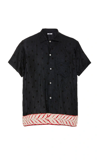 Shop Bode Embroidered Polka-dot Silk Shirt In Print