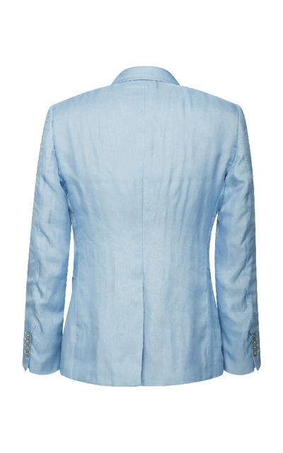 Shop Alexander Mcqueen Double-breasted Silk-organza Blazer In Blue