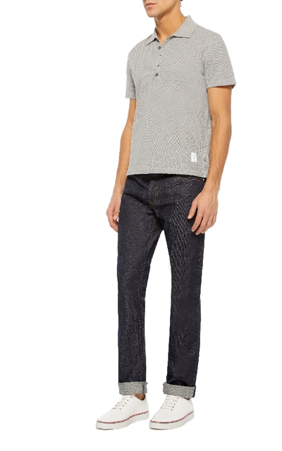 Shop Thom Browne Relaxed-fit Cotton Polo In Grey