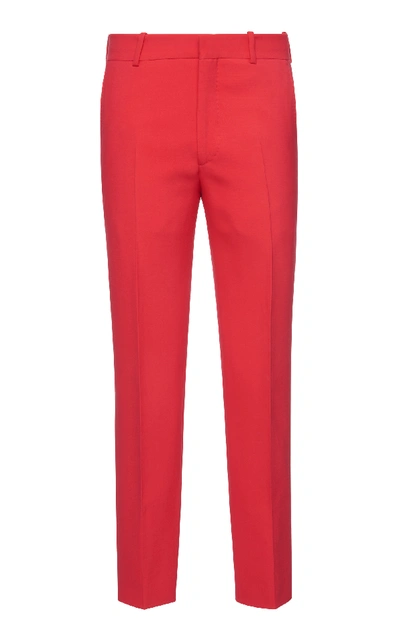 Shop Alexander Mcqueen Cropped Crepe Slim-leg Trousers In Red