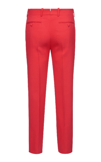 Shop Alexander Mcqueen Cropped Crepe Slim-leg Trousers In Red