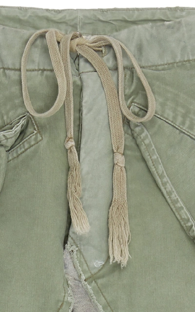 Shop Greg Lauren Paneled Skinny Cotton Pants In Green