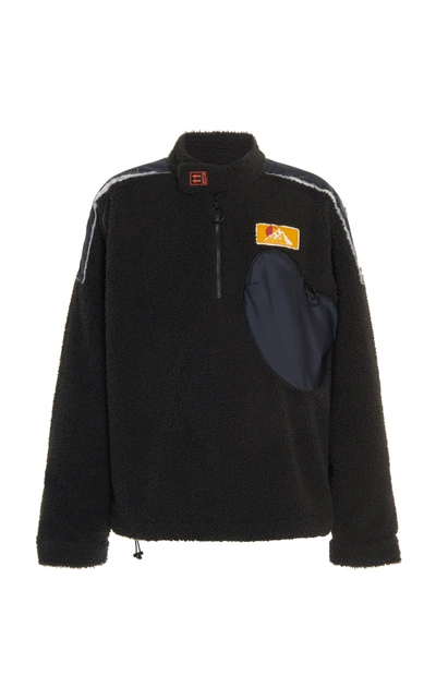 Shop Off-white Eco Fur Moto Pullover Jacket In Black