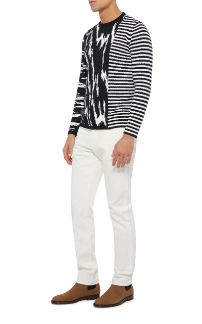 Shop Givenchy Animal Striped Crewneck Sweater In Black/white