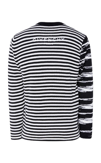 Shop Givenchy Animal Striped Crewneck Sweater In Black/white