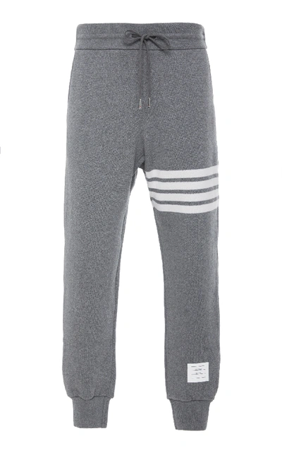 Shop Thom Browne Striped Cashmere-blend Sweatpants In Grey