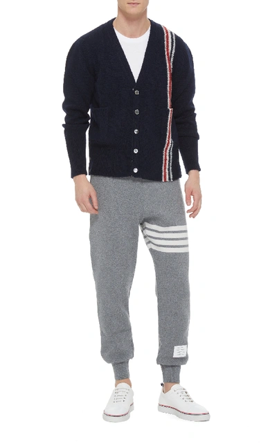 Shop Thom Browne Striped Cashmere-blend Sweatpants In Grey