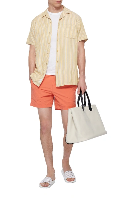 Shop Onia Charles Solid Stretch Swim Trunks In Orange