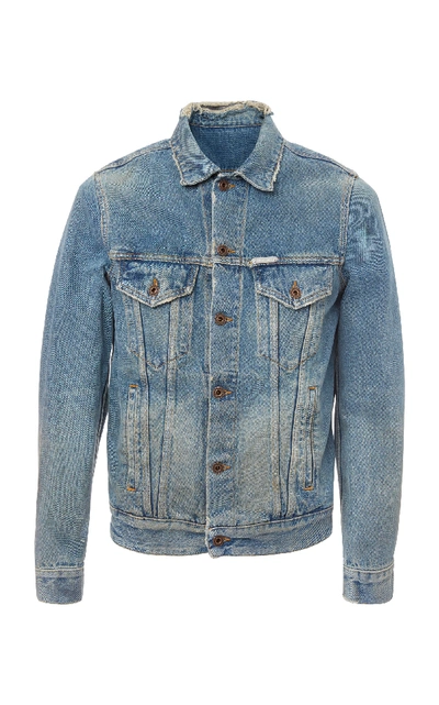 Shop Off-white Printed Denim Jacket In Blue