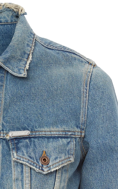 Shop Off-white Printed Denim Jacket In Blue