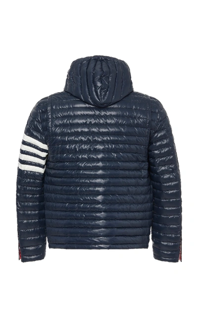 Shop Thom Browne Striped Quilted Shell Hooded Down Jacket In Navy