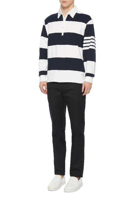 Shop Thom Browne Oversized Cotton Rugby Polo In Navy