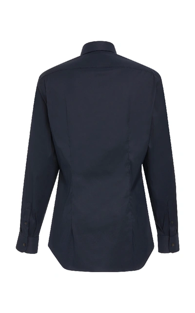 Shop Prada Stretch Cotton Blend-poplin Shirt In Navy