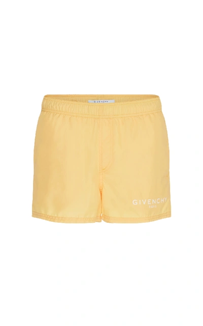 Shop Givenchy Logo Swim Shorts In Yellow