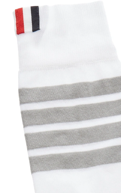 Shop Thom Browne Striped Mid-weight Cotton Socks In White
