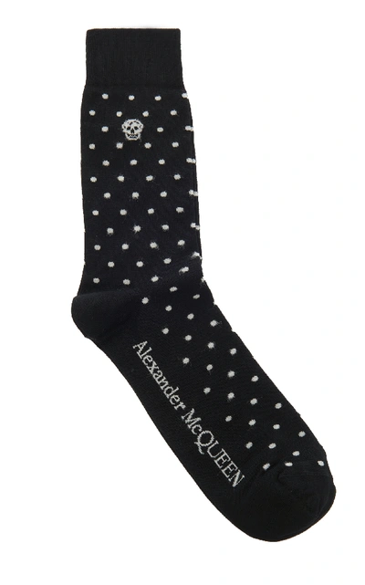 Shop Alexander Mcqueen Polka Dot Cotton-blend Socks In Black
