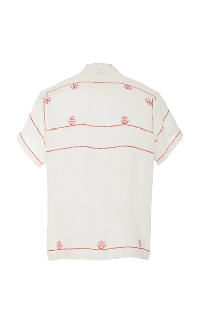 Shop Bode Cross Stitch-embroidered Cotton Shirt In White