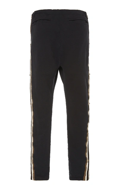 Shop Greg Lauren Skinny Cotton Track Pants In Black