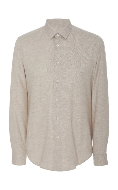 Shop Fioroni Slim-fit Cotton And Cashmere-blend Shirt In Neutral