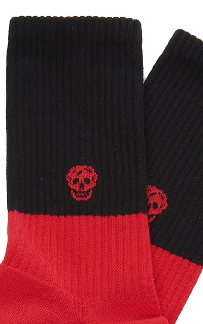 Shop Alexander Mcqueen Ribbed Cotton-blend Socks In Red