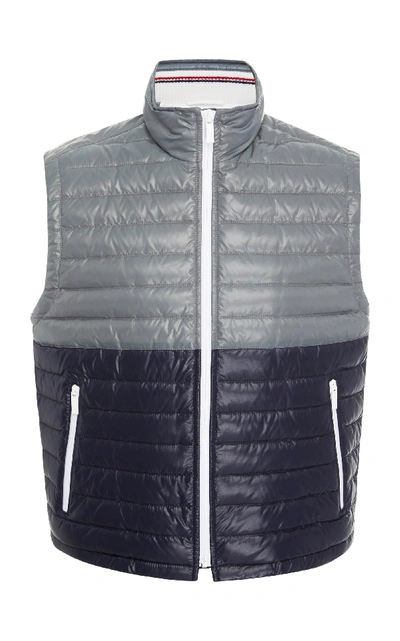 Shop Thom Browne Two-tone Quilted Down Vest In Grey
