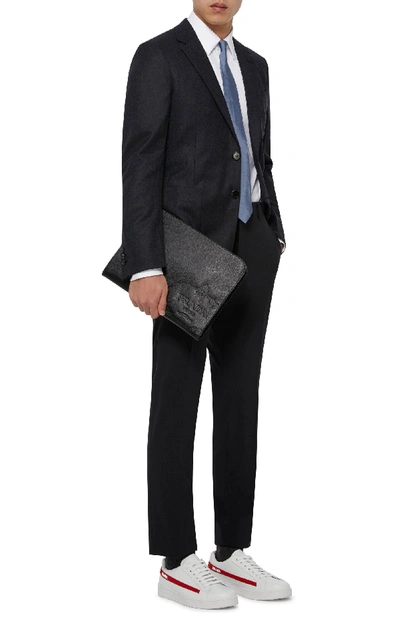 Shop Prada Slim-fit Wool-blend Trousers In Grey