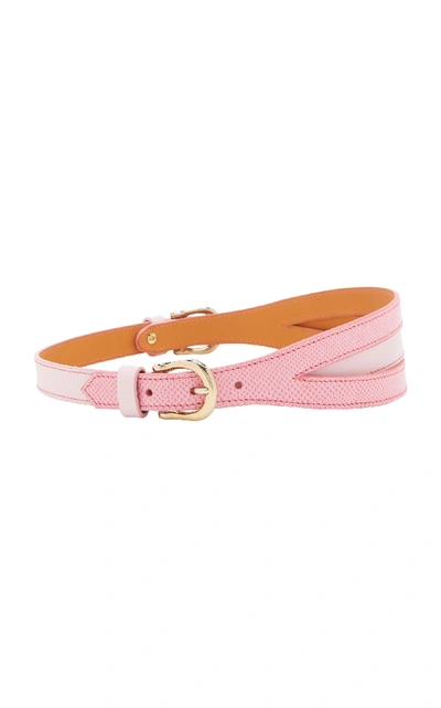 Shop Maison Vaincourt Exclusive Leather And Karung Belt In Pink