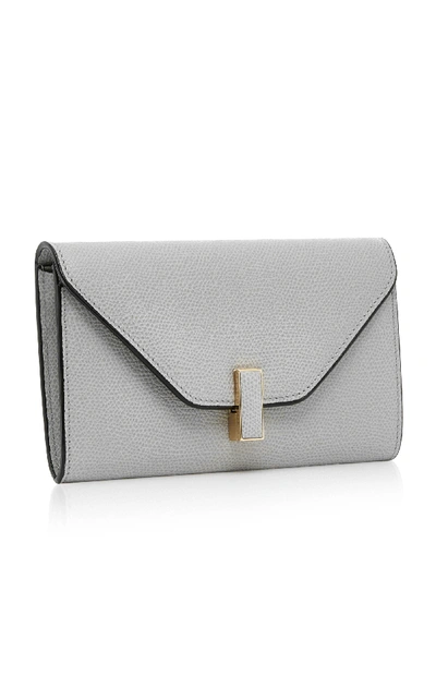 Shop Valextra Iside Small Leather Wallet In Grey