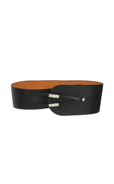 Shop Maison Vaincourt Exclusive Kyoto Wide Pebbled Leather Belt In Black